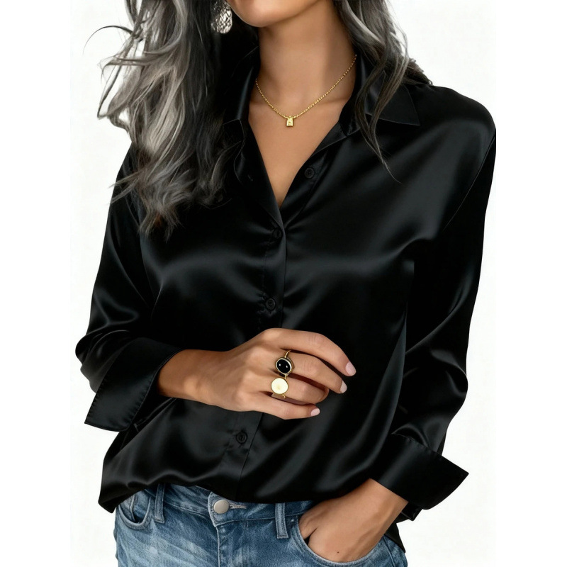 S 30316 Satin Loose Blouse 缎面宽松衬衫跨境速卖通