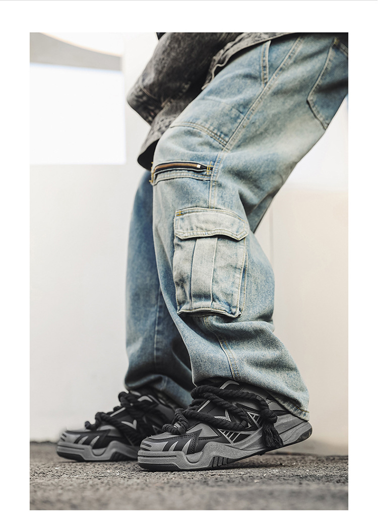 Novos sapatos esportivos masculinos de outono de 2024, sola grossa e antiderrapante, versão coreana, moda moderna, design de nicho, sapatos de pão_voghion.com