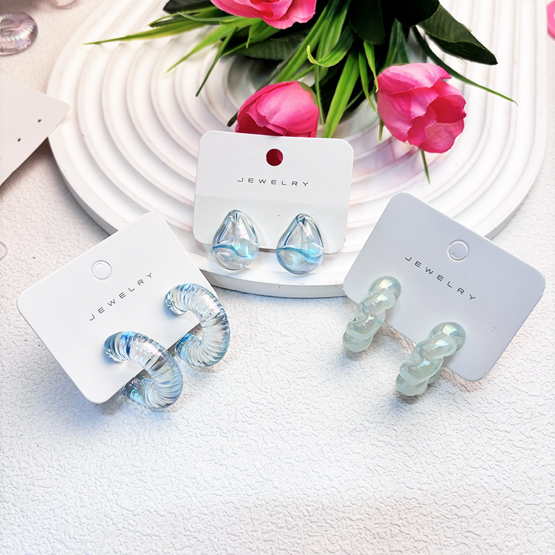 Casual Occasion 1 Set Simple Style Water Droplets Plating Arylic Earrings