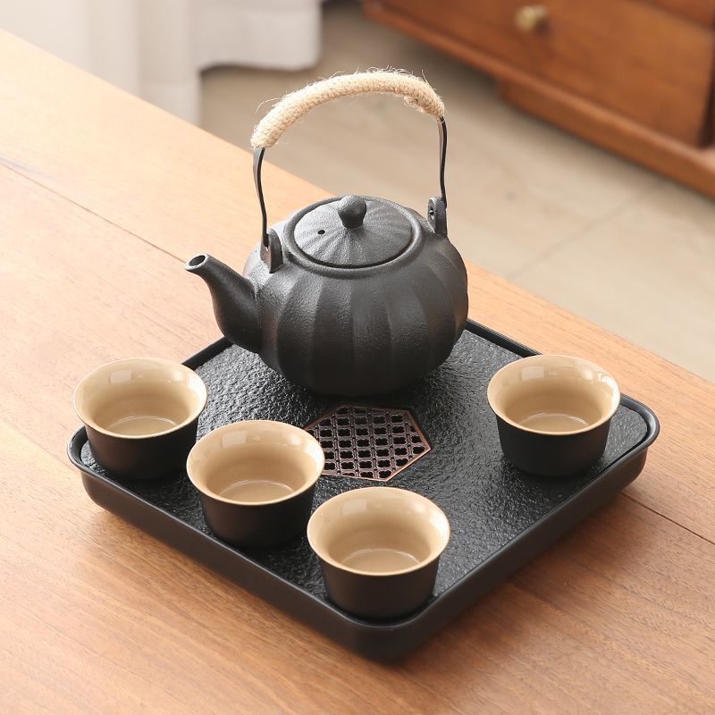 리프트  호박냄비 360ml + 컵 4개 + 티 트레이