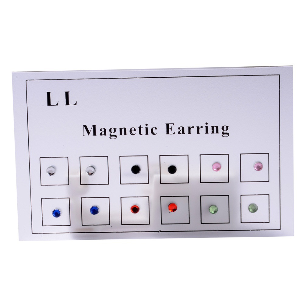 Cross-border new 12pc non-hole nose nail non-perforated diamond magnetic lip nail small ear nail small size ear bone nail