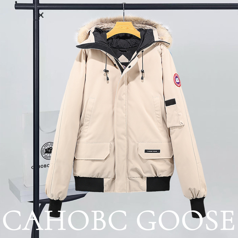 【Goose Family Same Style】Short down Jacket 01 Flight Jacket for Men, Thickened for Warmth and Cold Protection, Fur Collar Coat for Women
