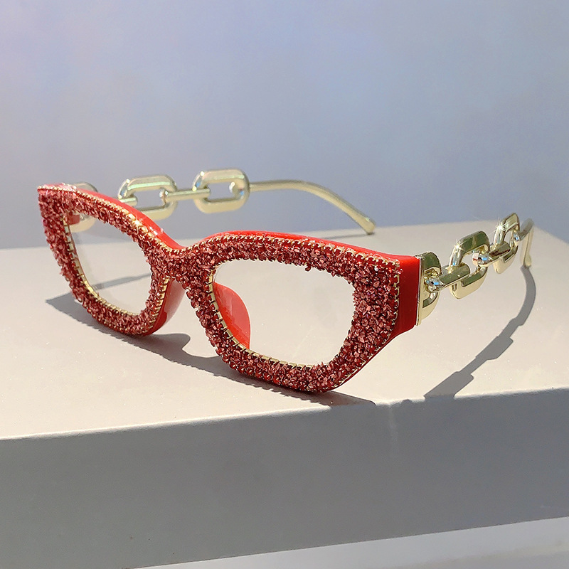 Nuovi occhiali alla moda con montatura piccola e diamanti incastonati, occhiali anti-blu versatili_voghion.com