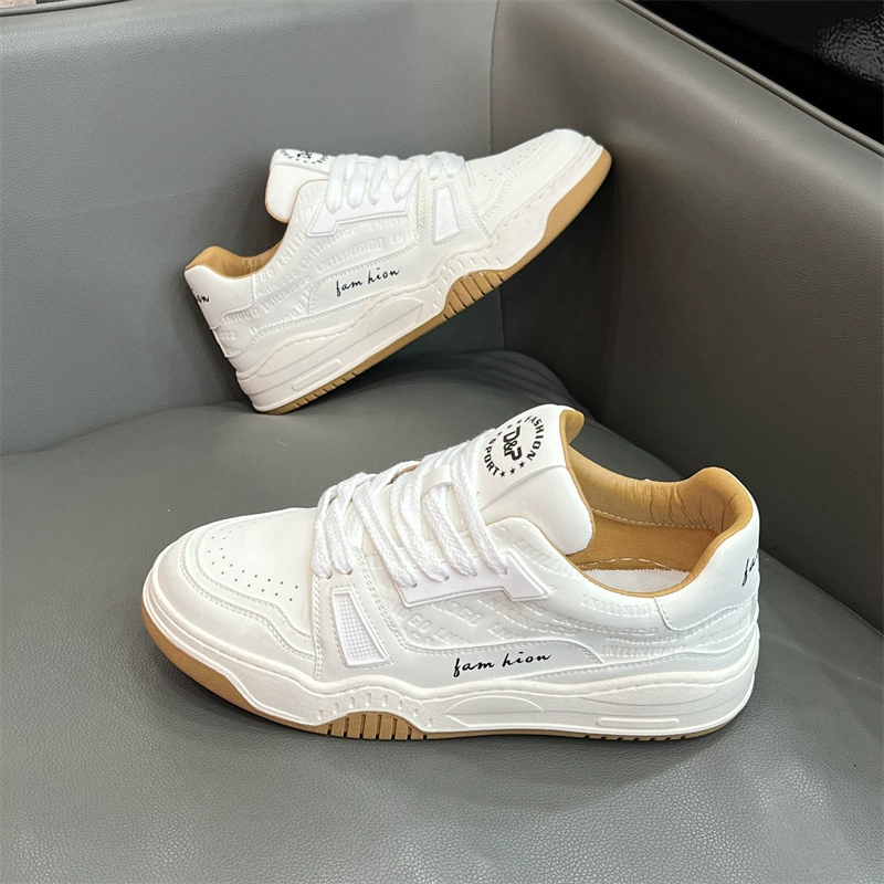 Мужские кроссовки, новинка осени 2024 года, дышащие универсальные белые туфли из натуральной кожи, модные легкие спортивные повседневные туфли на толстой подошве, ок