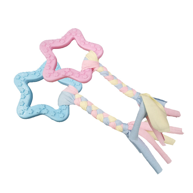 Suministro directo de fábrica mascota gato perro mordedura-resistente paño molar juguete TPR limpieza dental nudo tejido juguete de goma suave