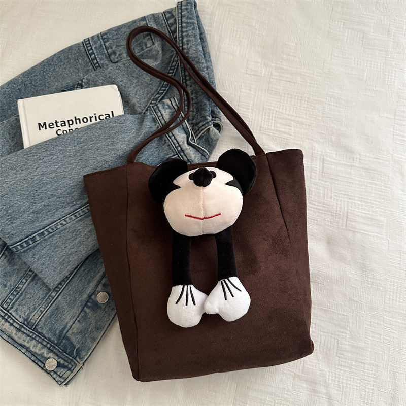 Bolso de hombro de moda simple de dibujos animados para mujeres 2024 invierno nuevo estilo coreano de gran capacidad lindo bolso de nylon