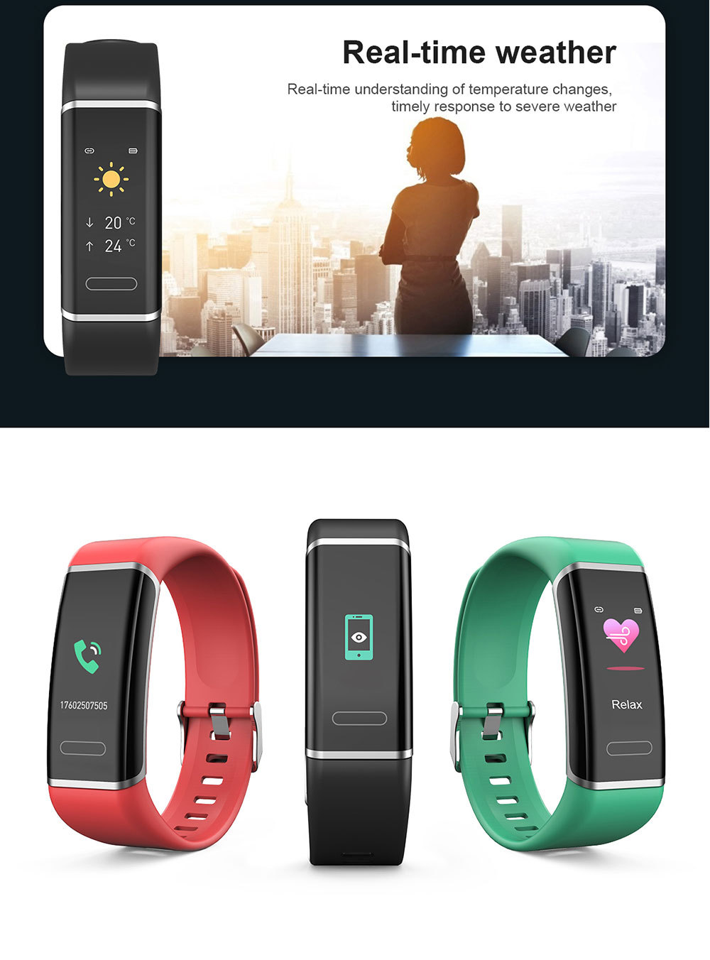 Title 18, CT6 Smart Motion Meter Step Color Screen Bracel...