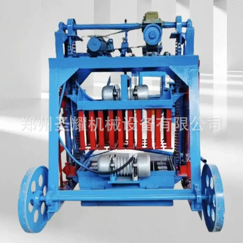 马来移动式水泥空心砖机 免托板移动砖机 一机多用行走式免烧砖机