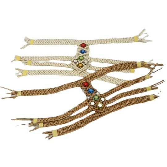 Factory direct Bohemian simple style woven upper beach slippers mother shoes handmade beaded shoes surface