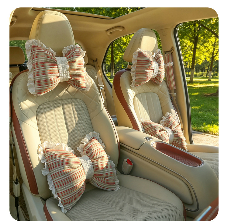 Car seatbelt protector with cute lace, high-end feel, decorative shoulder pad for girls, anti-neck-strangling interior accessory