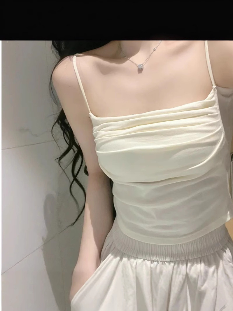 ギャルのセクシーなシワのサスペンダーの小さいベストの女性のアメリカ式の甘くて辛い風の修身はやせています。