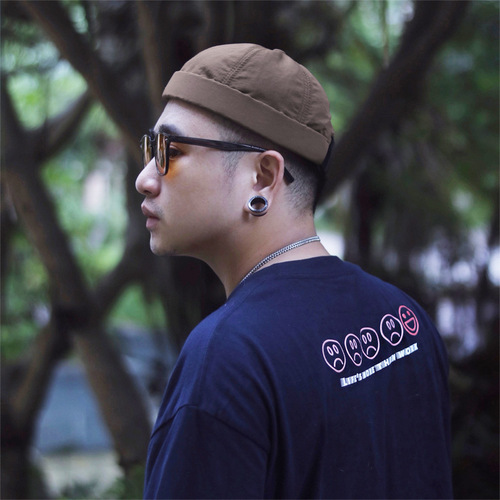 Summer thin quick-drying landlord hat for men solid color retro street breathable Japanese fashion personality melon skin hat for men with short hair