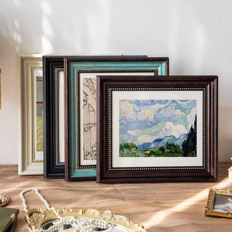 American-Style Retro Photo Frame for Wall Hanging, 4K Oil Painting, Children's Sketch Frame, Empty Frame for Mounting, A3 Puzzle, Any Size Picture