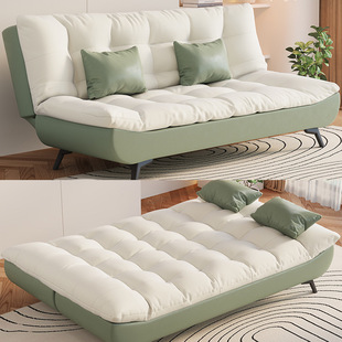 2025 New Cream Style Small Apartment Lazy Sofa Living Room Folding Dual-Purpose Sofa Bed Rental Apartment for Three People