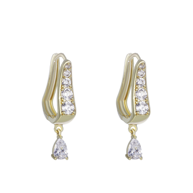 Xuping exquisitos pendientes de diamantes en forma de U nicho de mujeres europeas y estadounidenses pendientes de zircón transfronterizos en forma de gota de agua pendientes de alta sensación