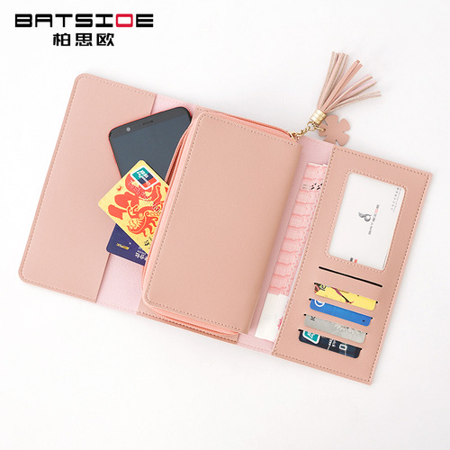 Wallet Southeast Asia foreign trade new geometric letter buckle clutch bag tassel petal long ladies wallet customization
