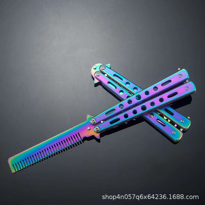 CSGO mariposa cuchillo principiante práctica juguete plegable cuchillo mariposa peine cuchillo mariposa cuchillo todo Acero sin abrir hoja