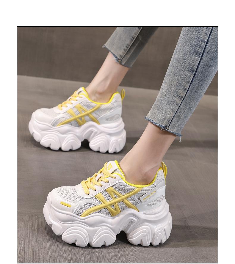 Giày sneaker nữ đế dày lưới thoáng khí phong cách bánh xốp — Màu be chi tiết 15