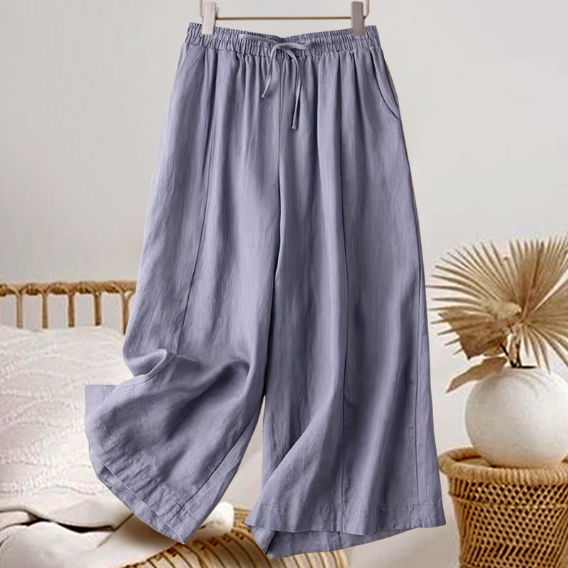 Women's Summer Thin Artistic All-match Loose Casual High Waist Slimming Straight Cropped Pants