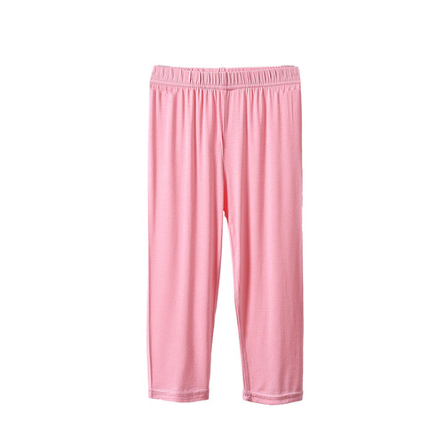 Baby Girl 7/8 Length Summer Thin Elastic Tight Leggings in Modal Black for Children Wholesale