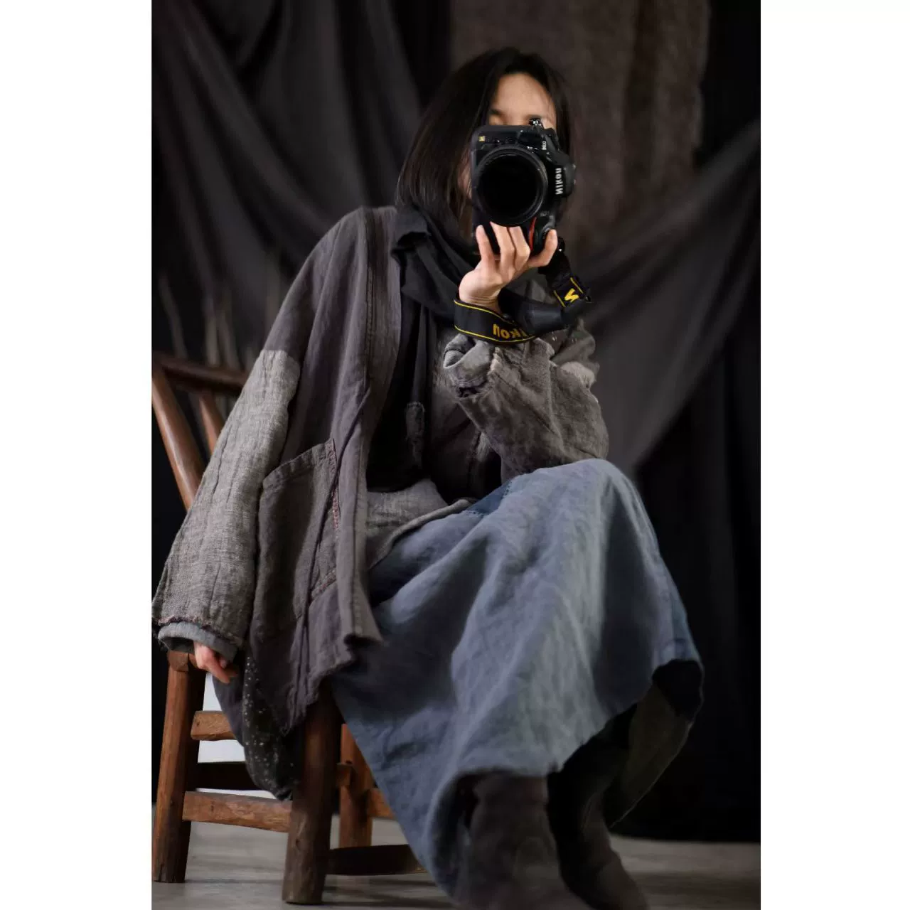 21/3 Цяньшань лен Весна и Осень Ретро Сшитый кардиган