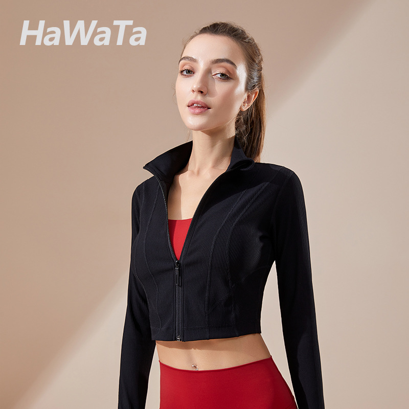 Hawata Yoga Sports Jacket Quick-Dry Long-Sleeve Running Suit 5