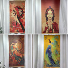 竹丝挂画书房卧室禅茶书画居家装饰挂件孔雀飞天卓玛虞姬画竹挂画