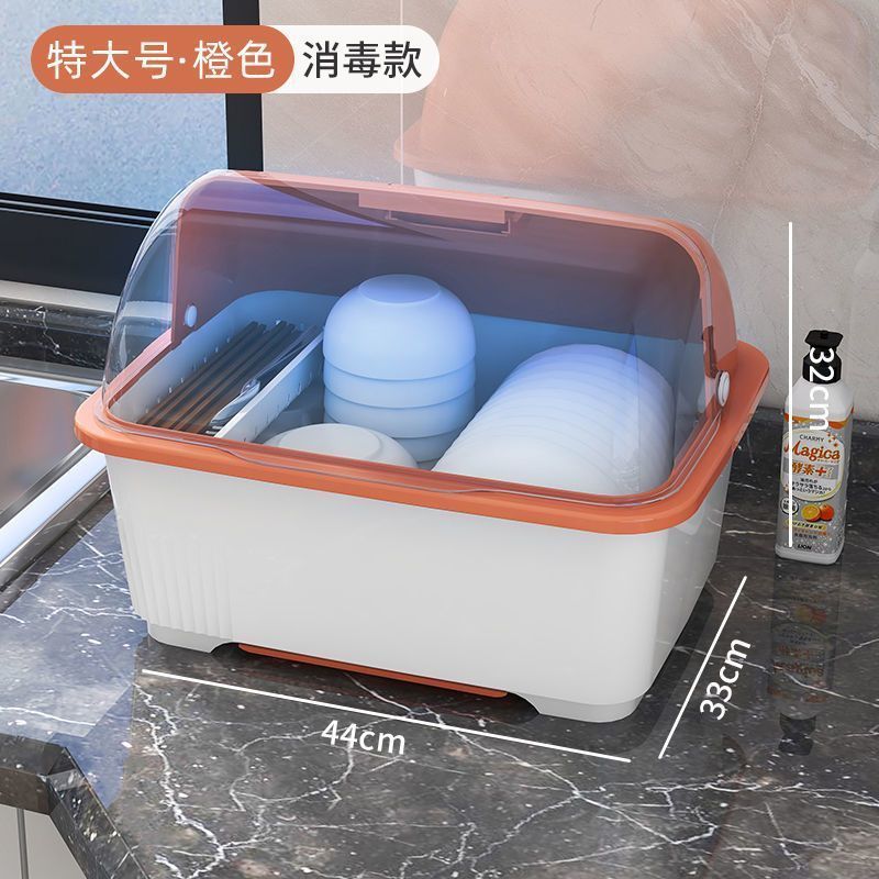 収納ラック家庭用キッチン二層食器棚蓋付き排水トレイ収納ボックス食器ボックス収納ラック|undefined