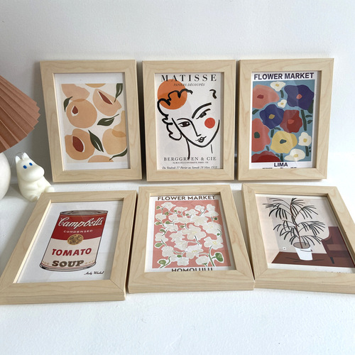 ins home soft decoration light wood grain decorative painting simple desktop ornaments study bedside painting wooden picture frame table