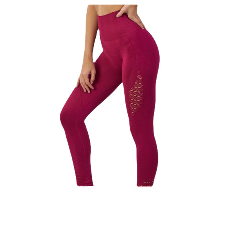 纯色瑜伽裤鲨鱼网红健身运动裤紧身高腰透气镂空提臀速干瑜伽裤女