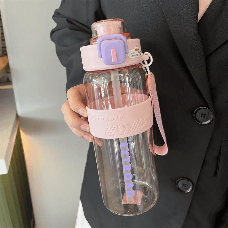 Botella de Agua Deportiva con Pajita de Plástico Portátil y Gran Capacidad para Exteriores image 9