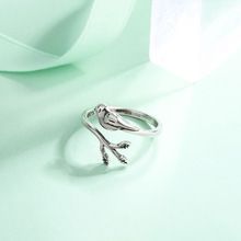 02166小众设计时尚小鸟树枝戒指女文艺复古喜鹊开口指环手饰
