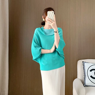 宽松褶皱上衣女胖妹妹大码女装独特别致t恤女式t恤新款显瘦套头衫