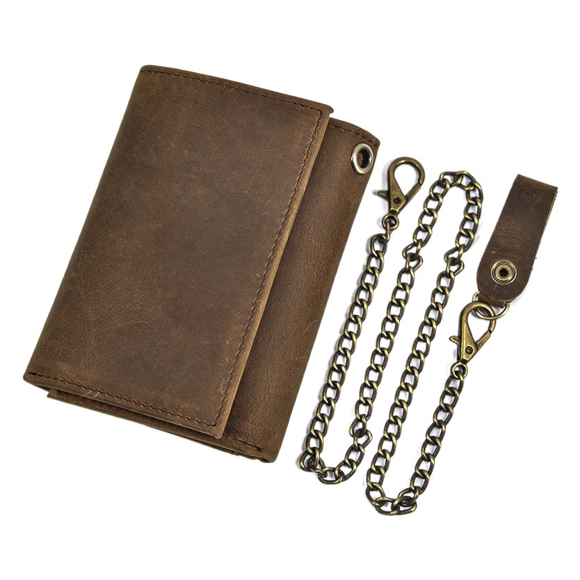 Genuine Leather Wallet for Men, Crazy Horse Leather Coin Purse with Multiple Card Slots and Keychain, 70% off Genuine Leather Crossbody Bag for Men