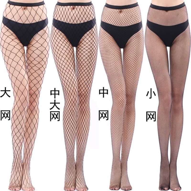 外贸 渔网袜黑丝袜女秋冬款性感黑色连裤袜网格 大网小网中网袜