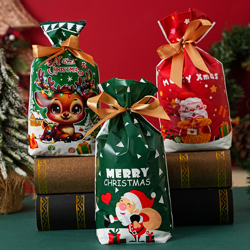 クリスマスキャンディー袋小プレゼント包装袋クリスマスプレゼントリンゴ袋漫画ロープポケットクロスボーダー|undefined