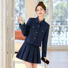 2025春款减龄小香风套装裙女小个子时尚盐系气质轻熟风短裙两件套