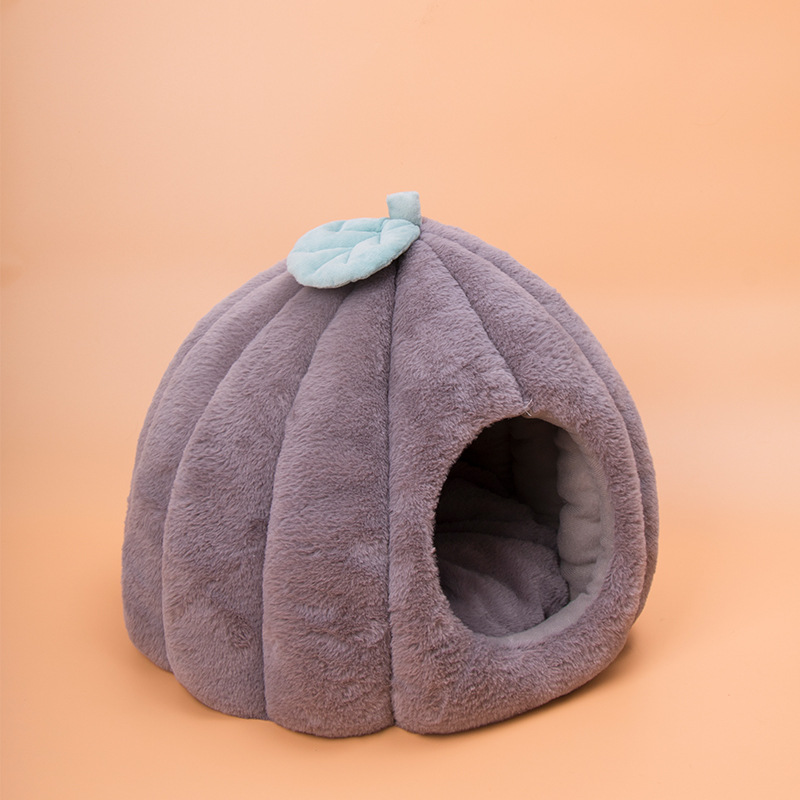 Nido de gato cuatro estaciones universal Casa Villa cerrado extraíble y lavable invierno cálido rojo cama calabaza mascota gato suministros