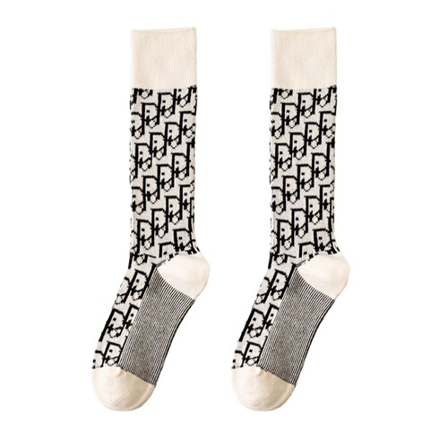 New long socks women's autumn and winter calf socks letter knee socks ins trend pure cotton double needle personalized jk long high socks