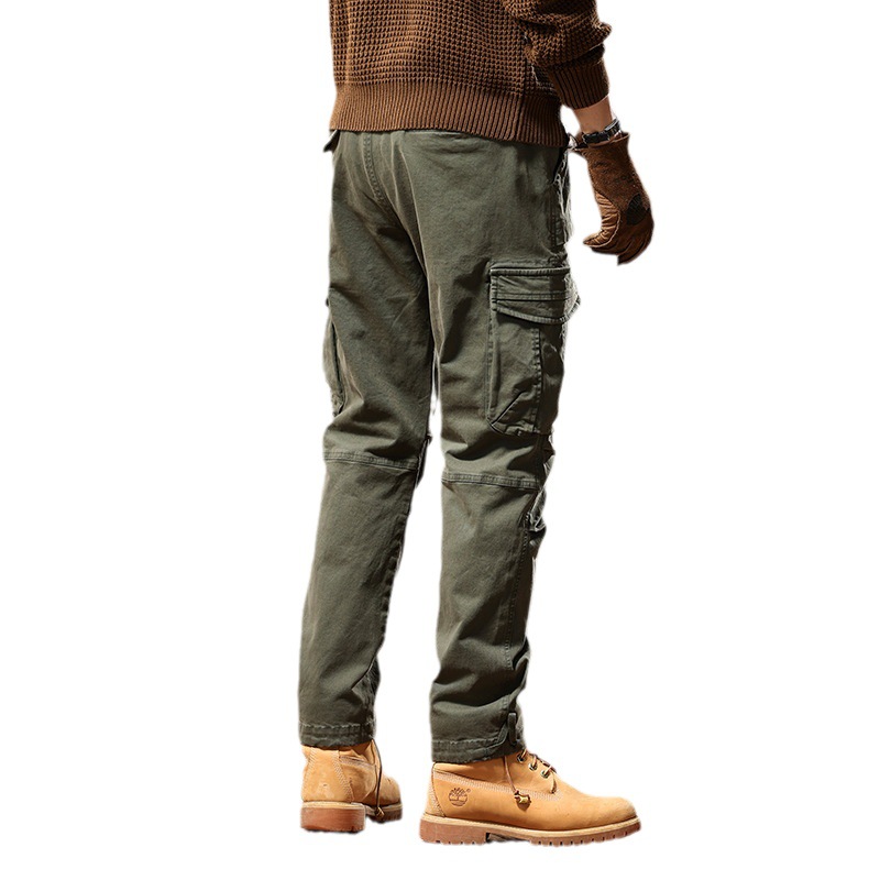 Hombres de moda nuevos pantalones de trabajo de bolsillo rectos de estilo americano 7606 pantalones largos