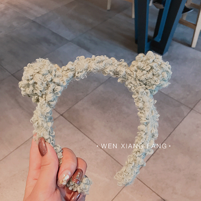 Corea del Sur venden lindas orejas de cabello de cordero de oso de pelo de pelo de pelo de peluche de otoño y invierno broche de pelo de pelo de peluche joyería