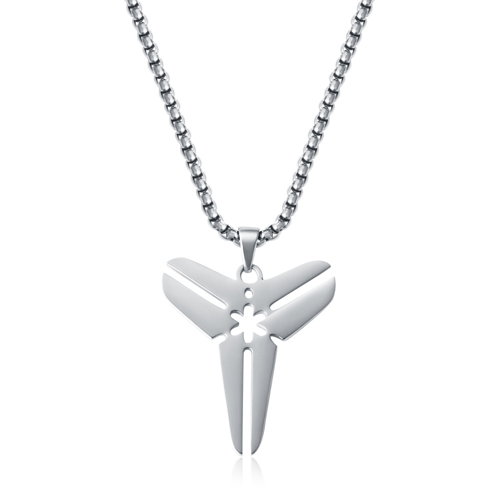 Collier pendentif croix en acier inoxydable pour homme, style hip-hop, avec chaîne à perles polyvalente._voghion.com