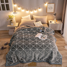 外贸跨境拉舍尔毛毯加厚毛毯被子盖毯单双人羊绒毯云貂绒午睡毯子