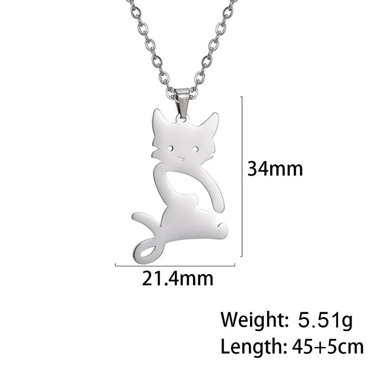 Cute Cat Stainless Steel Plating Pendant Necklace_colorza_4