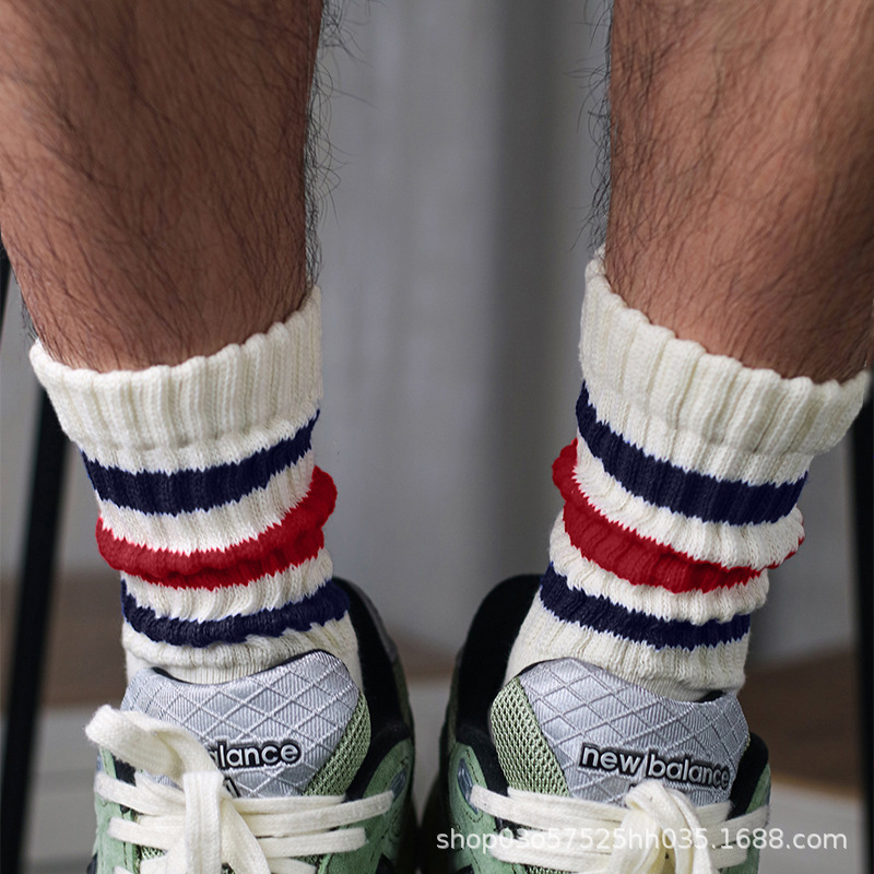Long Tube Socks Autumn and Winter Unisex Cotton Socks Three Stripes Versatile Japanese Style Sweat-Absorbent Breathable Sports Slouch Socks Long Tube Socks Autumn and Winter Unisex Cotton Socks Three Stripes Versatile Japanese Style Sweat-Absorbent Breathable Sports Slouch Socks