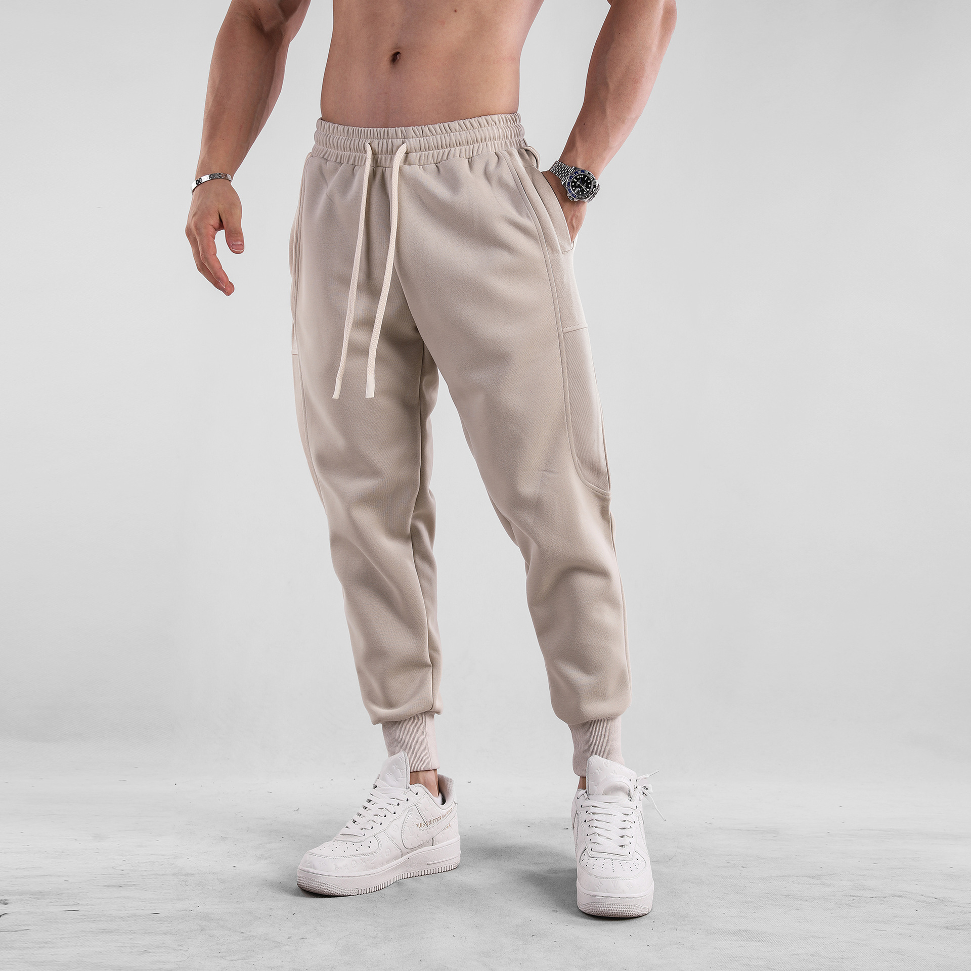 American Sports Fitness Casual Trousers Men's Spring and Autumn New Style Sweatpants for Running Training Slim Fit Leg Drawstring Pants