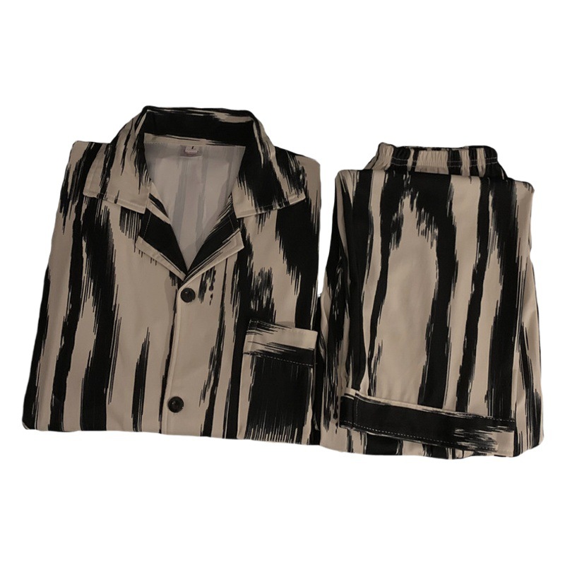 Venta al por mayor pareja pijamas primavera y otoño pantalones de manga larga traje 2023 fabricantes nueva tinta a rayas ropa para el hogar se puede usar fuera