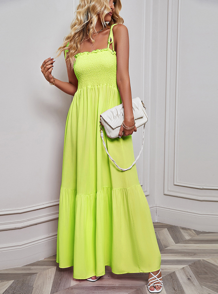 Venta Al Por Mayor Mujeres Vacaciones Color Sólido Fiesta Fiesta Correa Sin Cuello Sin Mangas Vestidos Oscilante display picture 5