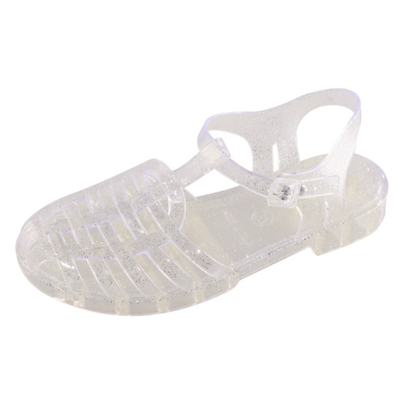 Винтажные сандалии, женская летняя модная универсальная верхняя одежда, обувь на плоской подошве с кристаллами желе, Нескользящие пластиковые непромокаемые резиновые сапоги для студентов