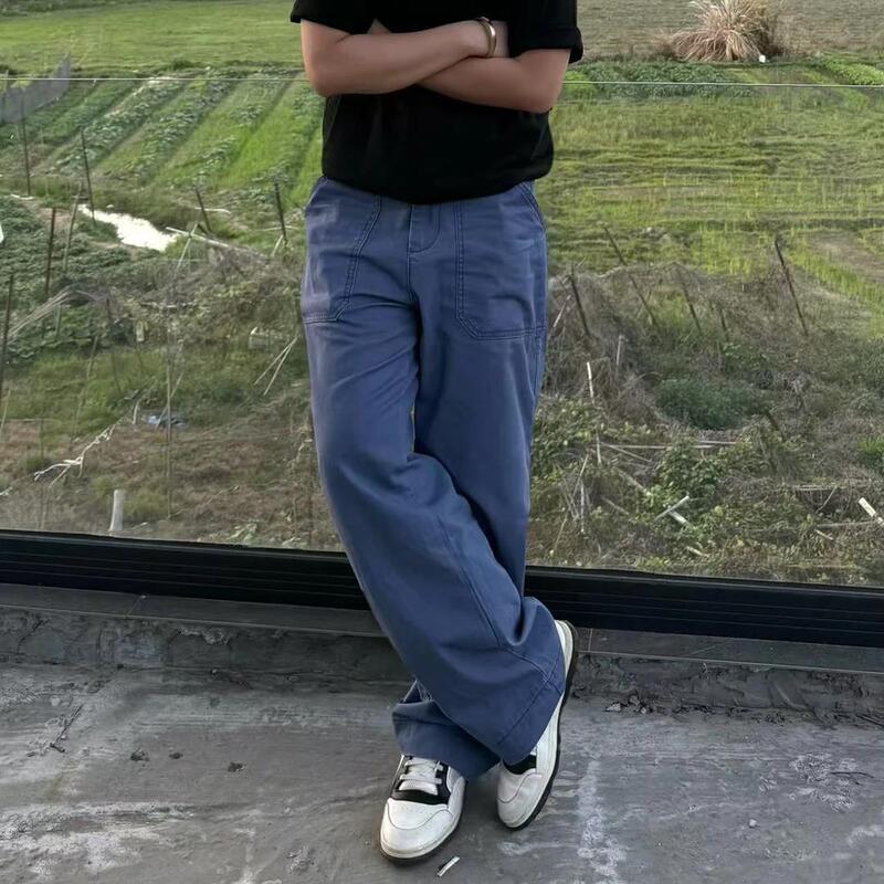 2025 French Work Blue Washed Cargo Pants Herringbone French Retro Cargo Pants Men's Vintage Straight Pants